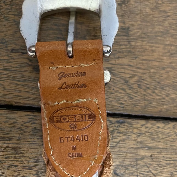 Fossil Brown Braided Leather & Silver Belt - Picture 2 of 8